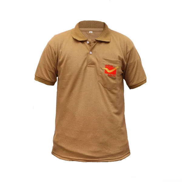 India Post Khaki Polo T-Shirt with Embroidered Logo