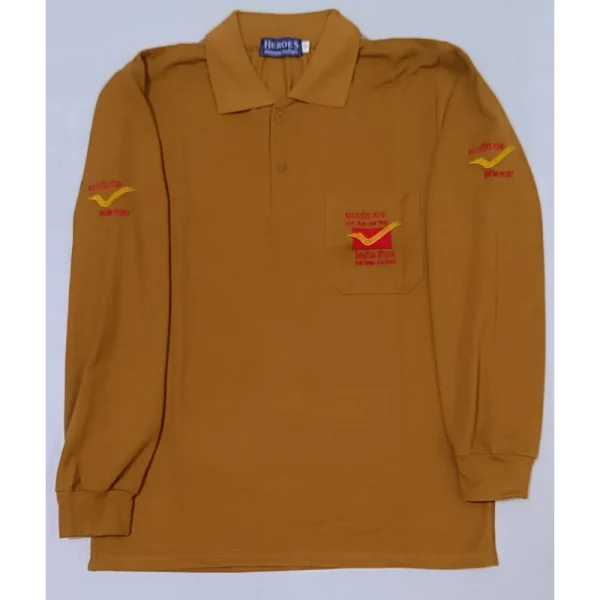 India Post Khaki Full Sleeve Polo T-Shirt