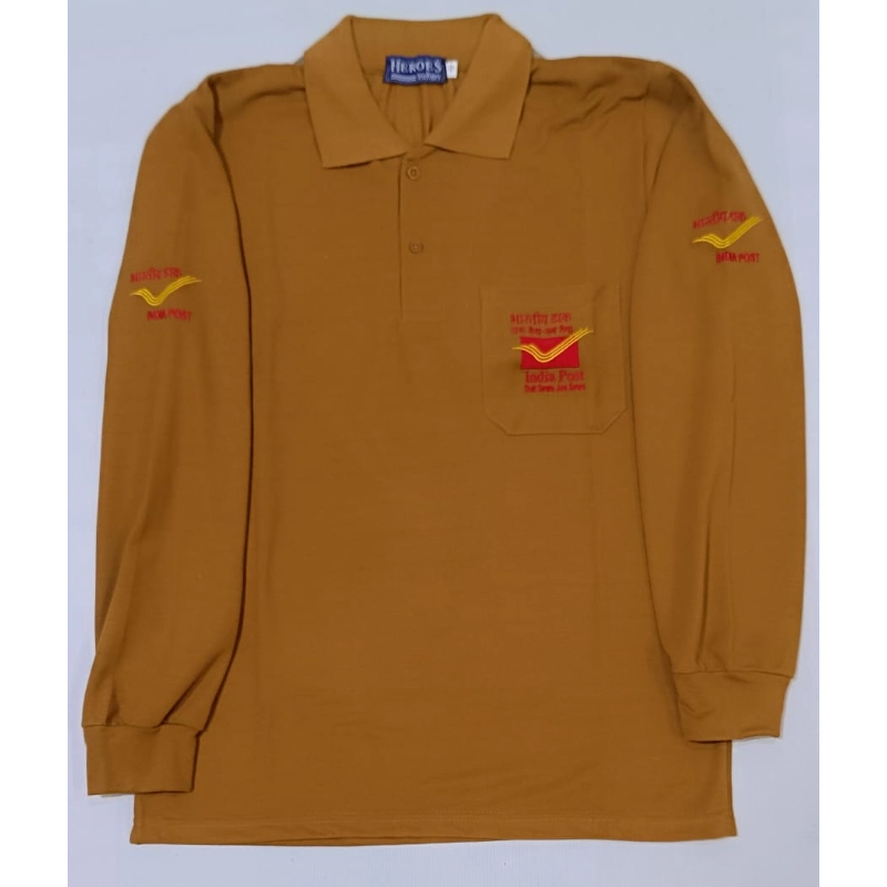 India Post Khaki Full Sleeve Polo T-Shirt