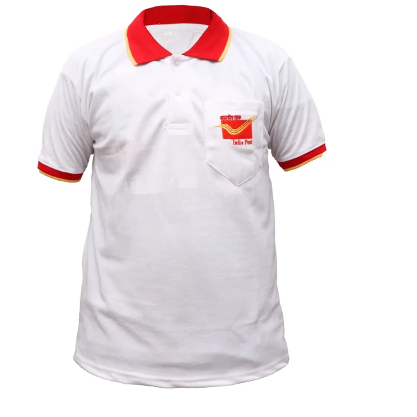 India Post White Polo T-Shirt Front View